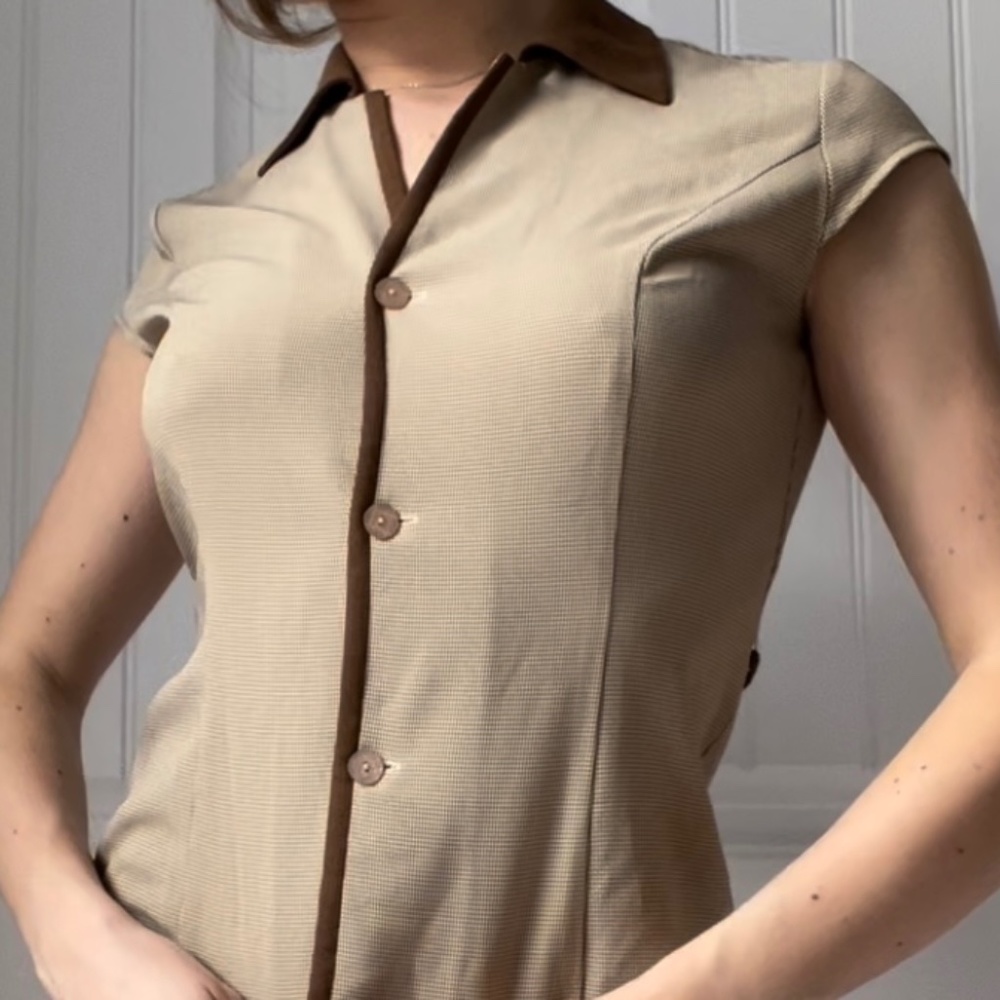 Retro button up t-shirt blouse